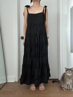 DISSH AMMA BLACK TIE MIDI DRESS